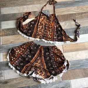 Boho tribal halter and shorts set